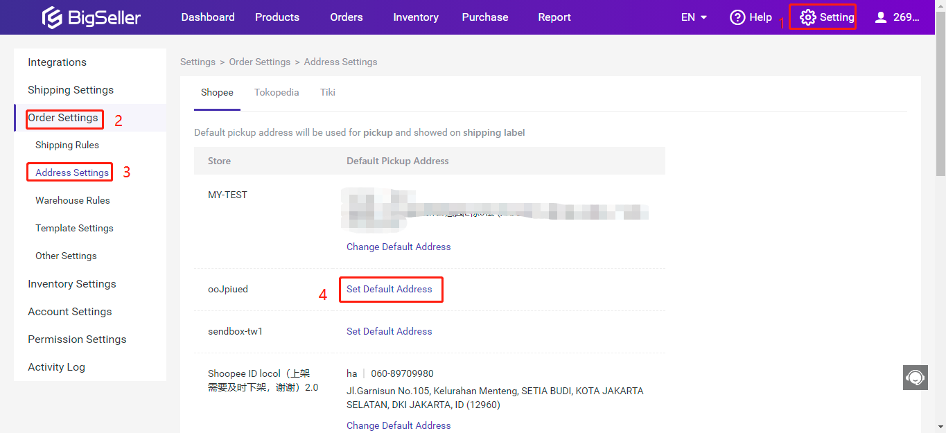 menetapkan alamat penjemputan lalai Shopee Shopee Default Address, daftar BigSeller secara percuma, erp percuma free, malaysia, kedai online, shopee, lazada, tiktokshop, sistem erp, erp, boost sales, ecommerce, bigseller, erp percuma senang mudah, easy free erp, shopee store, kedai shopee, online business