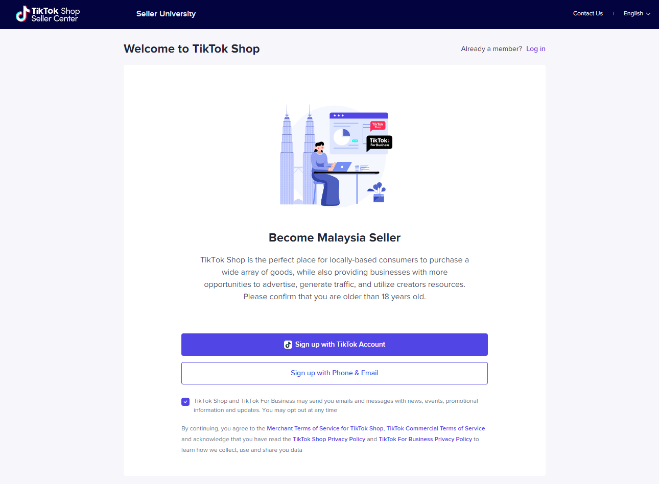 TikTok Shop Seller Sign Up